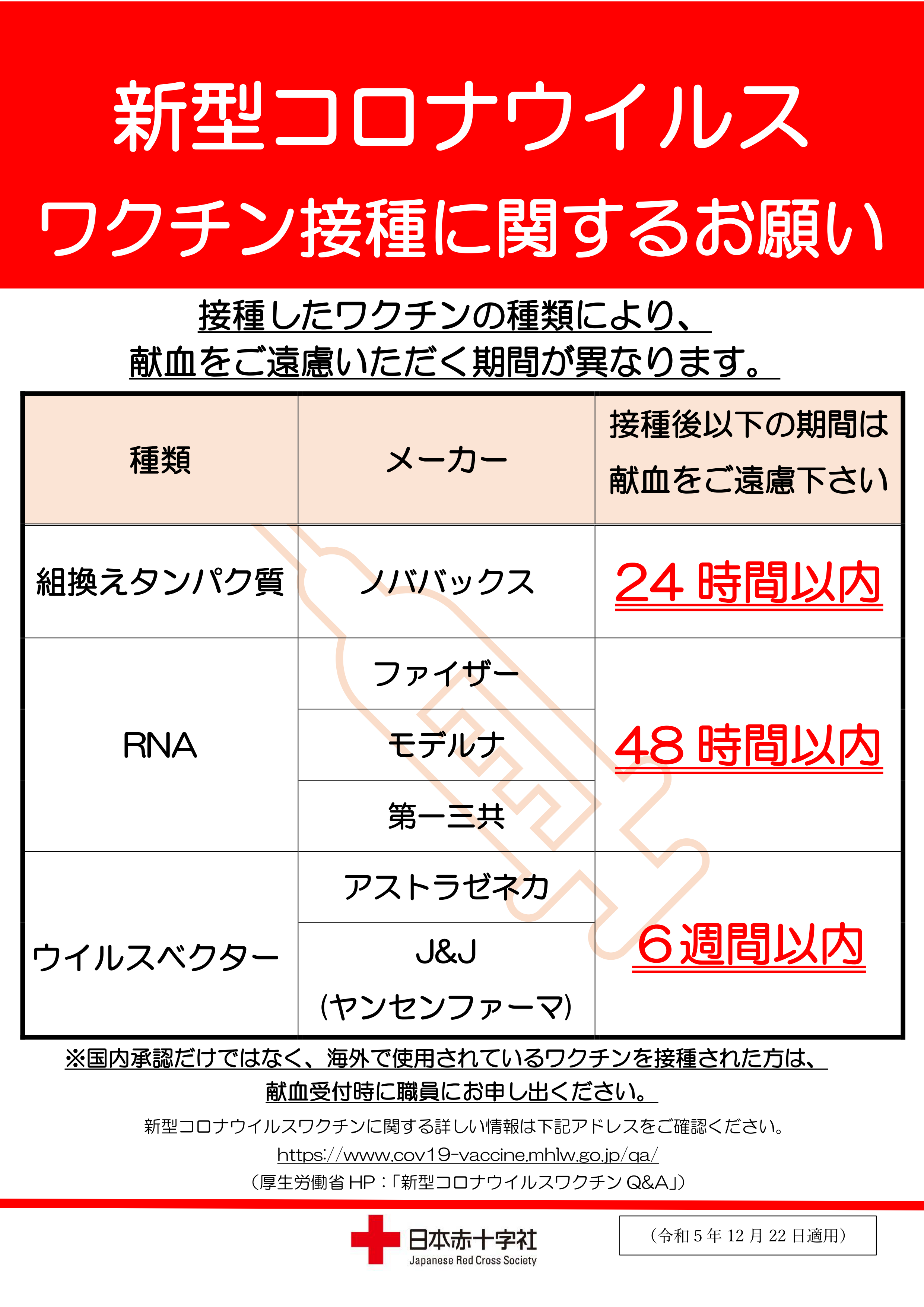 ワクチン接種に関するお願い